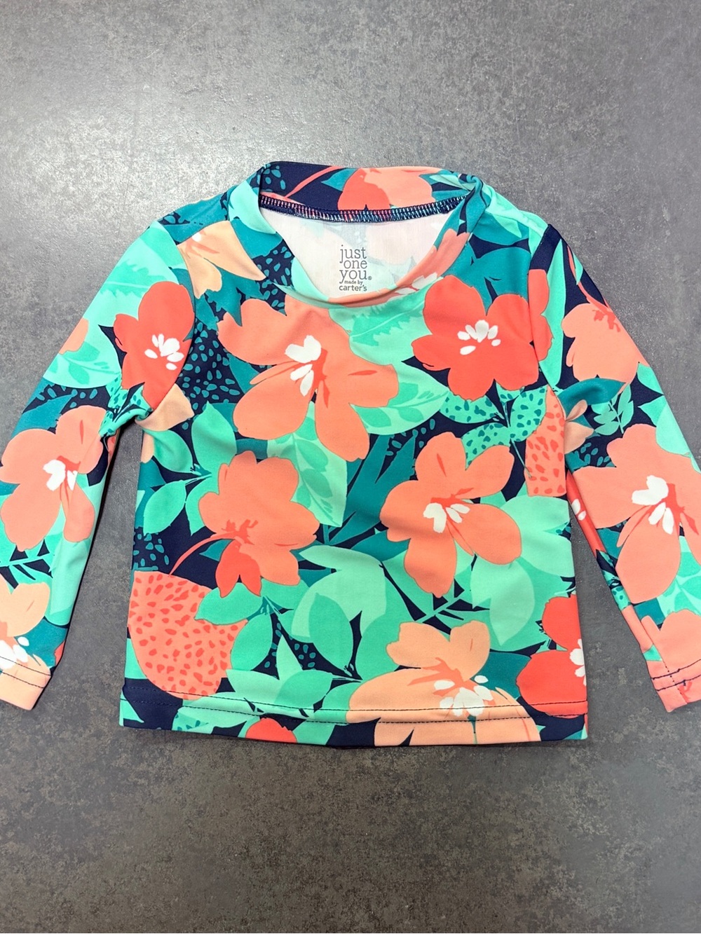 Just One You Carter’s Floral Rash Guard Swimwear Top 3M Tropical Long Sleeve SPF
